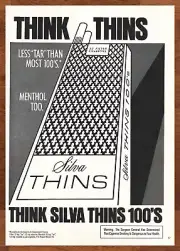 1975 Think Silva Thins Cigarettes Print Ad/Poster 70s Man Cave Bar Art Decor