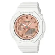 G-Shock Casio Analog-Digital Pink Gold-Tone Dial White Resin Strap Watch - GM...