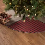 Andes Christmas Tree Skirt 21" Diameter Red Black Buffalo Check Farmhouse Lodge