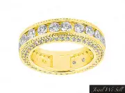Natural 2.50Ct Round Diamond Milgrain Accents Eternity Band Ring 10K Gold I SI2