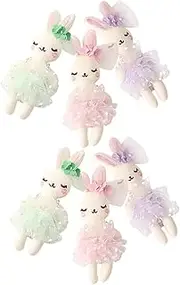 Totority 6pcs Cute Plush Rabbit Doll Headband Accessories for DIY Crafts Soft Mesh Hair Ornaments Adorable Rabbit Decor for Clothing Boy Girl