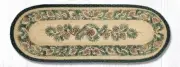 Braided Jute Hand Stenciled Oval Table Runner. Earth Rugs. PINECONE. 13"X36"