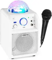 Karaoke Machine Microphone Bluetooth Portable Party Speaker White LED Light Kids
