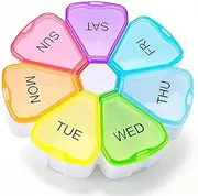 Opret Weekly Pill Organiser, Cute Pill Box 7 Day 1 Times a Day, Portable Travel Tablet Organiser with 7 Large Compartments for Vitamins Supplements Medication (Rainbow)