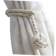 Curtain Tiebacks - Heavy Duty Curtain Rope Tieback, Handmade 4 Pack Beige