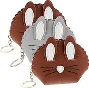 [OATIPHO] Bunny Ear Keychain Purse Plush Coin Storage Bag Stylish Key Holder for Women Random Color
