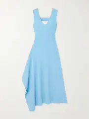 [AZ FACTORY] AZ FACTORY - + Lutz Huelle Serena Asymmetric Ribbed-knit Midi Dress - Blue - large large Blue