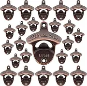 Luwanburg 24 PCS Wall Mounted Bottle Opener Bulk Old Fashioned Cheers Beer Cap Opener Table Mounted for Bar DIY Board (Antique Copper)