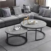 Fin 2X Round Nesting Coffee Tea Table Solid Marble Sofa Side Bedside Desk Home Offic