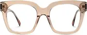 [Zeelool] Square Glasses Frames for Women, Acetate Eyeglasses Eyewear Frame with Clear Lens & Spring Hinges Willard ZJGA918675