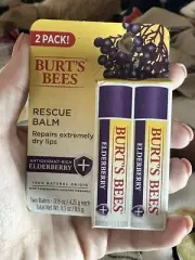 BURT'S BEES Rescue Balm Elderberry 100% Natural Repairs dry Lips Pack Of 2