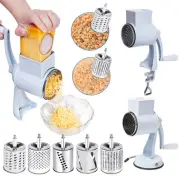 Rotary Cheese Grater Manual Grinder With 2 Removable Blades Vegetables Slicers