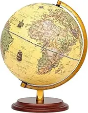 Globe Classic Retro 12.5" Rotating World Globe with Wooden Base and LED Lighting for Home Decor(32cm)