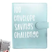 100 Envelope Challenge Binder Book Budget Planner Savings Book with 104 Card Slots -Style 2:Turquoise and White Font