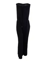 Tahari ASL Women's Jersey Embellished Drawstring Jumpsuit (16, Black)