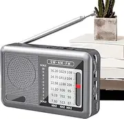 Portable Full-Band Radio | Fm Portable Rechargeable Weather Radio Shortwave Radio - Great Reception Full Band Transistor Radio Earphone Jack Audio Equipment for Travel