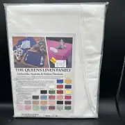 The Queens Linen Family White Round 70” Tablecloth