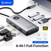 ORICO USB C Docking Station 6 in 1 USB C Dongle HDMI USB C Hub Multiport Adapter