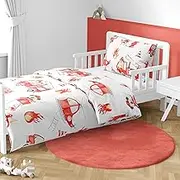 MTOnlinehandel Baby Bed Linen 100 x 135 cm Set - 2-Piece with Pillowcase 40 x 60 cm - Children's Bed Linen Little Hero Animals - Cotton - Fire Brigade & Fire Engine Motif - Oeko-Tex Certified