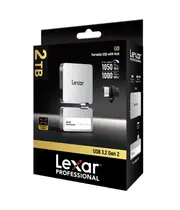 Lexar Professional GO SL400 Portable SSD With Hub, 2TB, Silver