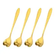 4Pcs 5" Stainless Steel Heart Spoons Coffee Spoon Small Teaspoon, Gold
