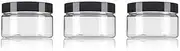 3Pcs 250G Empty Clear Plastic Jars with Black Lids Wide Mouth Round Airtight Storage Containers Vials Bottles for Cosmetic Cream Samples Food Jewelry Craft