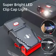 Rechargeable Induction USB LED Headlamp Clip on Cap Hat Light Torch Fishing Lamp