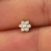 0.30Ct Simulated Diamond Flower Nose Bone Stud 14K Real Gold Yellow