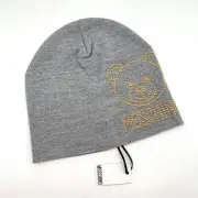 MOSCHINO Teddy Bear Studded Wool Beanie Womens One Size Light Gray NEW