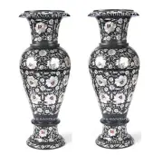 18" Marble flower vase mother of pearl shell floral design for home decor