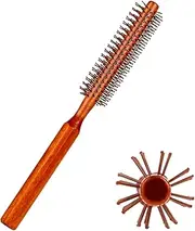 Small Round Brush for Blow Drying,Small Round Hair Brush Round Curling Comb with Wooden Handle,Nylon Bristles Curling Brush for Wet Hair, Bangs, Beard, Styling, Lifting, Curling