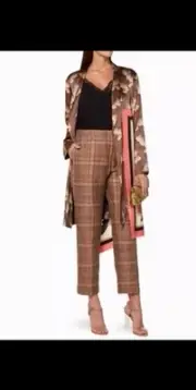 NWT DRIES VAN NOTEN Plaid Paola Pants Rust Sz 42 Cropped Straight leg US 10