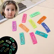 [Gummia] Colourful Luminous Hair Clips for Girls - 10 Pieces Hair Clips Set in Star, Rectangle and Heart Shapes, Glow in the Dark, Pentagram Design, Hair Clips and Hair Accessories (Rectangle)