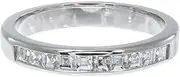 [HEARTS AND YOU] 0.6ct Asscher Cut Moissanite Wedding Ring Band Half Eternity White Gold Plated