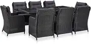 9 Piece Outdoor Dining Set Poly Rattan Black Patio Bar Sets