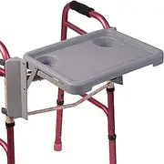 DMI Folding Walker Tray With Cup Holders, Tool Free, Locks in Place, Gray, 18.5 Inches