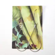Handmade Floral Resin Earrings 4 x 1 in Teardrop Kidney Closure Silver Gift USA