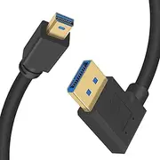 Duttek 8k Mini Displayport to Displayport 1.4, 8K@60Hz Right Angled Displayport Male to Mini Displayport Male Cable with Gold-Plated, Support Bi-Directional Transmission, for Gaming, Monitor.1Ft