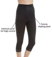 Rago Shapewear Diet Minded Mid-Calf Capri Black Pant Liner Plus Size 38/4XL