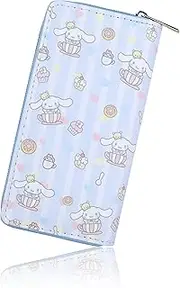 [Roffatide] Women's Zip Around Clutch Wallet Long Travel Wallet Faux Leather Purse Passport Phone Card Holder Wallet, White Dog, One Size, Casual