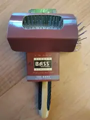 BASS Brushes "The Rake" Pet Groomer Brush w/ Bamboo Wood Handle and Rubber Grips