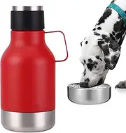 Generic 2-in-1 Portable Dog Water Bottle & Bowl, 1.2L, Stainless Steel, Travel Mug & Dog Bowl, Leak-Proof Design (Red)