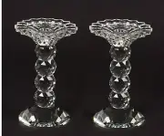 Crystal Candle Holder Taper or 3" Pillar Candle Gift Boxed 4"Dia 8"Tall Set/2