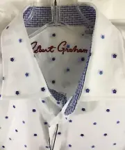 Robert Graham Dress Shirt Boys Large 14/16 Caberto White Blue Floral Button Up