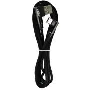 Type-C Double Elbow Cotton Linen Black Charging Cable - 2m