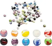 About 100Pcs 10mm Ceramic Glazed Beads Artistic Chinese Porcelain Beads Mix Color Round Ceramic Beads Spacer Beads for Jewelry Making