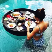 Oversized Floating Pool Tray Extra Large Deluxe Floating Tray Stylish Breakfast Tray on The Water Floating Bar for Pool Brown