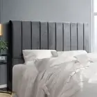 King Size Upholstered Headboard Velvet Fabric Plush Panel Bedhead Frame Grey