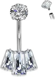 [RL ROSARY LAND] G23 Titanium 14G Belly Button Rings for Women, 10mm Internally Threaded Belly Navel Piercing Jewelry, Curved Barbell
