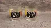Collectable 2 x Bar Label Glasses Vat 69 Haig Long John White SCOTCH WHISKY